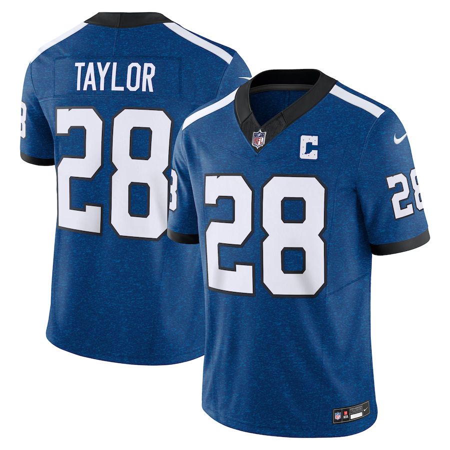 Men Indianapolis Colts 28 Jonathan Taylor Nike Royal Indiana Nights Alternate Vapor F.U.S.E. Limited NFL Jersey